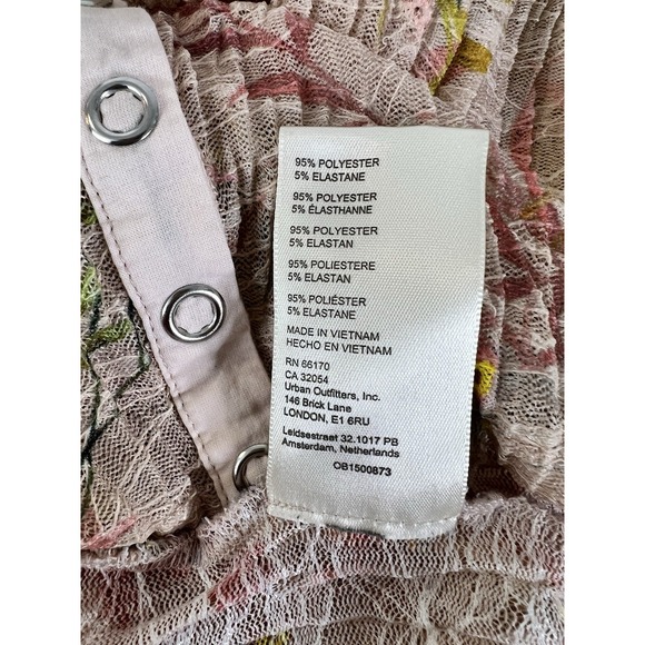 Free People We The Free Angelina Top Long Sleeve Sheer Lace Floral Cropped Top S - Picture 12 of 13